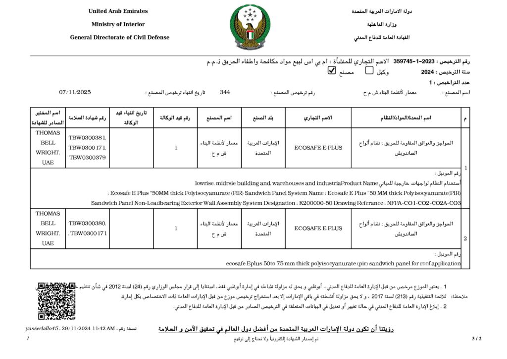 Ecosafe_50-75mm AUH Civil Defence Certificate 2025