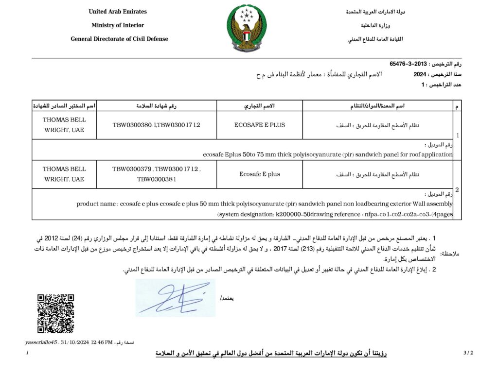 Civil Defense Certificate SHJ 2025