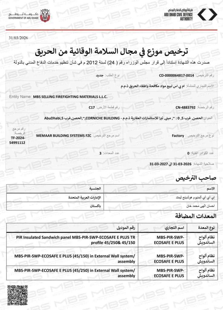 Abu Dhabi Civil Defense Certificate