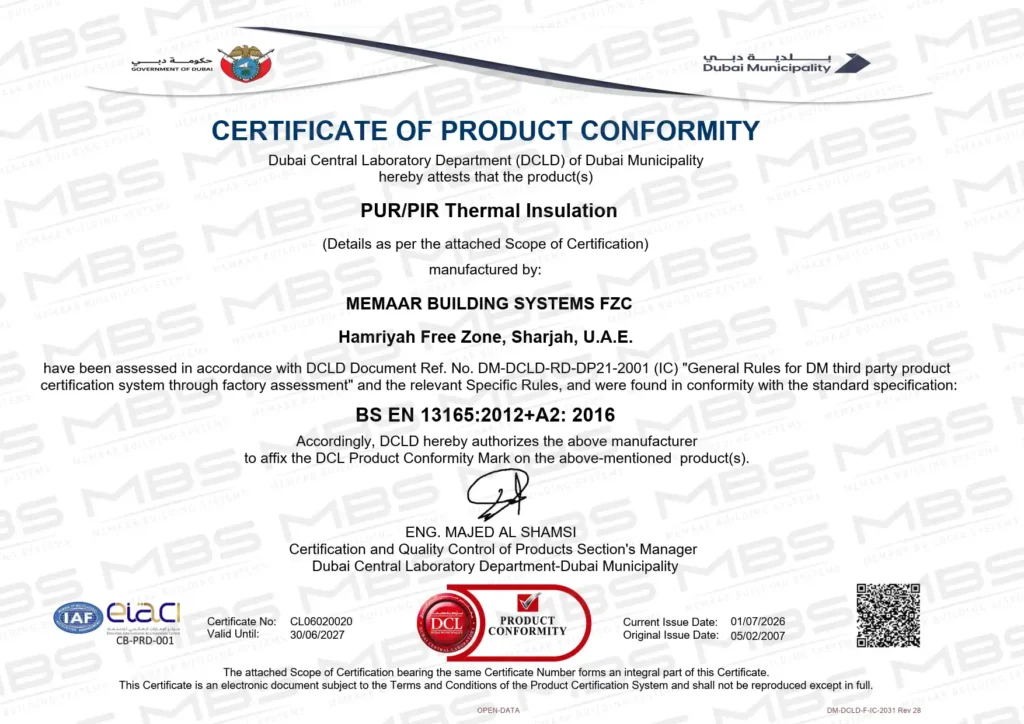 Dubai Central Laboratory Certificate