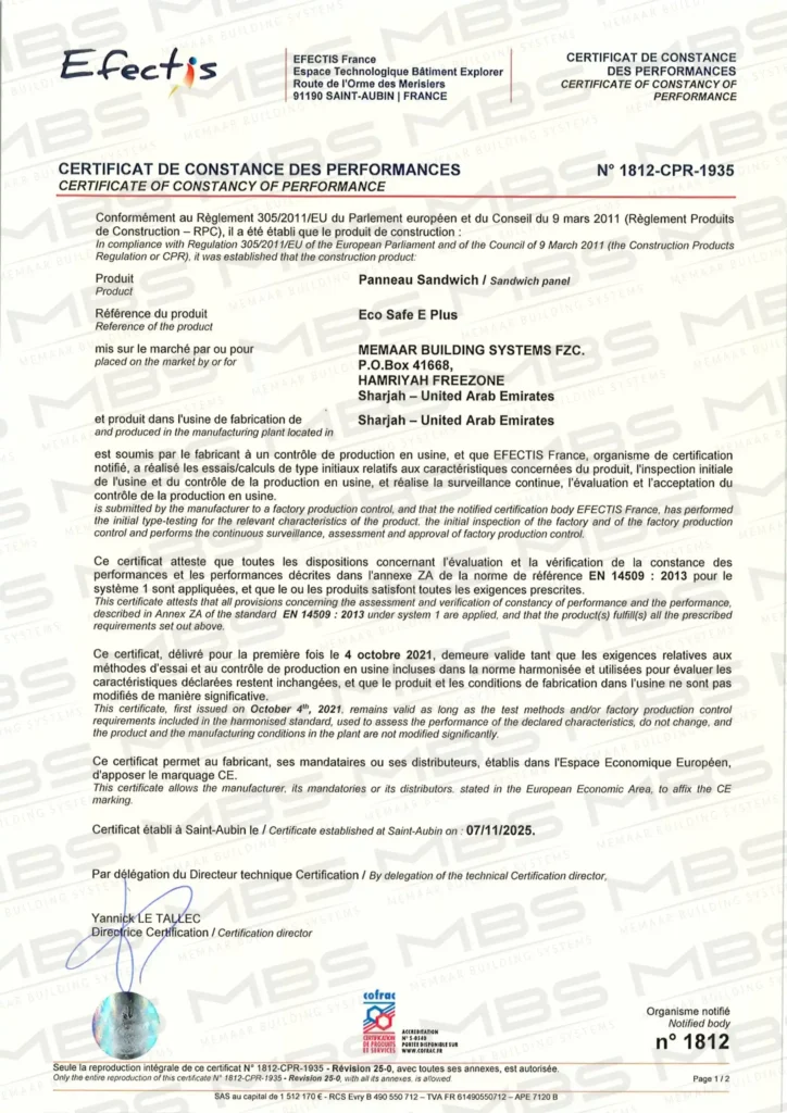 EN-14509 Certificate
