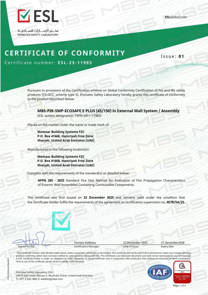 NFPA-285-45-150 Certificate
